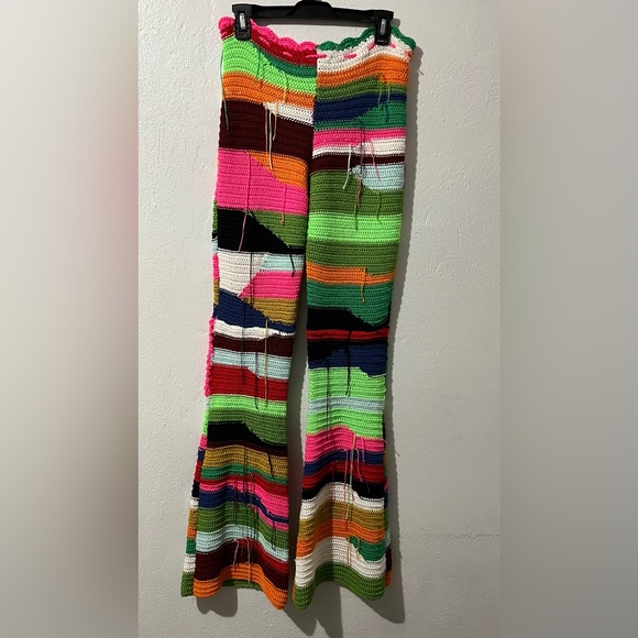 NWOT Akira Colored Heart Crochet Festival Pants Women’s Sz L Funky Baddie Beach - Picture 5 of 9